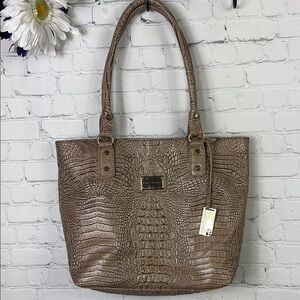 MARC‎ FISHER Faux Leather Double Handle Alligator Tote Handbag